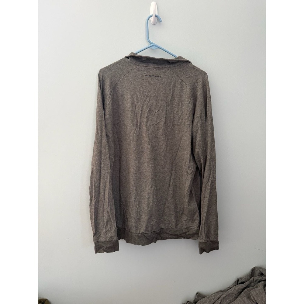 TravisMathew Mens Heather Gray Quarter‎ Zip Pullover Golf Logo Activewear L - Picture 3 of 3